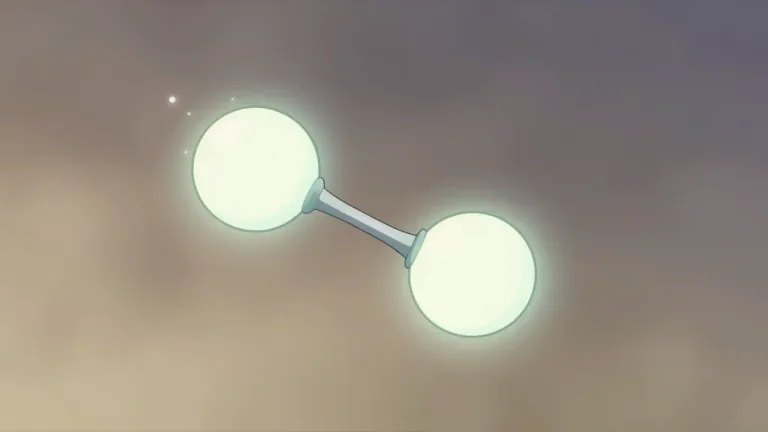 Visual representation of "diatomic" - Something described as diatomic consists of two atoms.