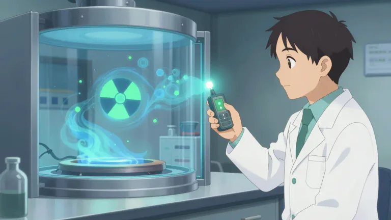 Visual representation of "dosimeter" - In scientific research, a dosimeter quantifies exposure levels to gamma rays, beta particles, or other forms of radiation.