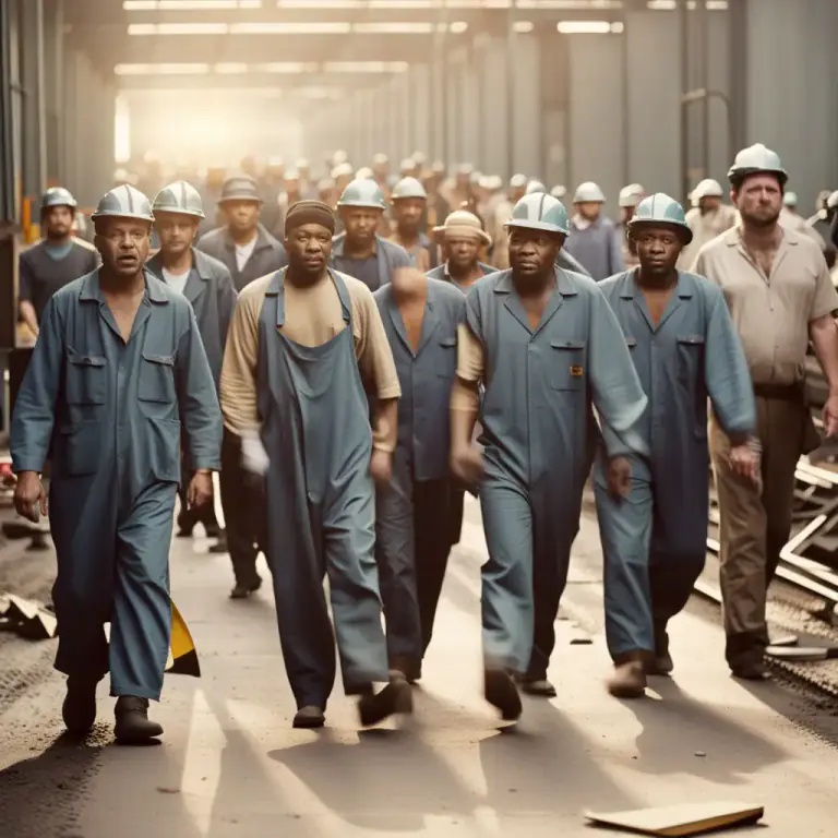 Visual representation of "walk out" - To stop working as a way of protesting something