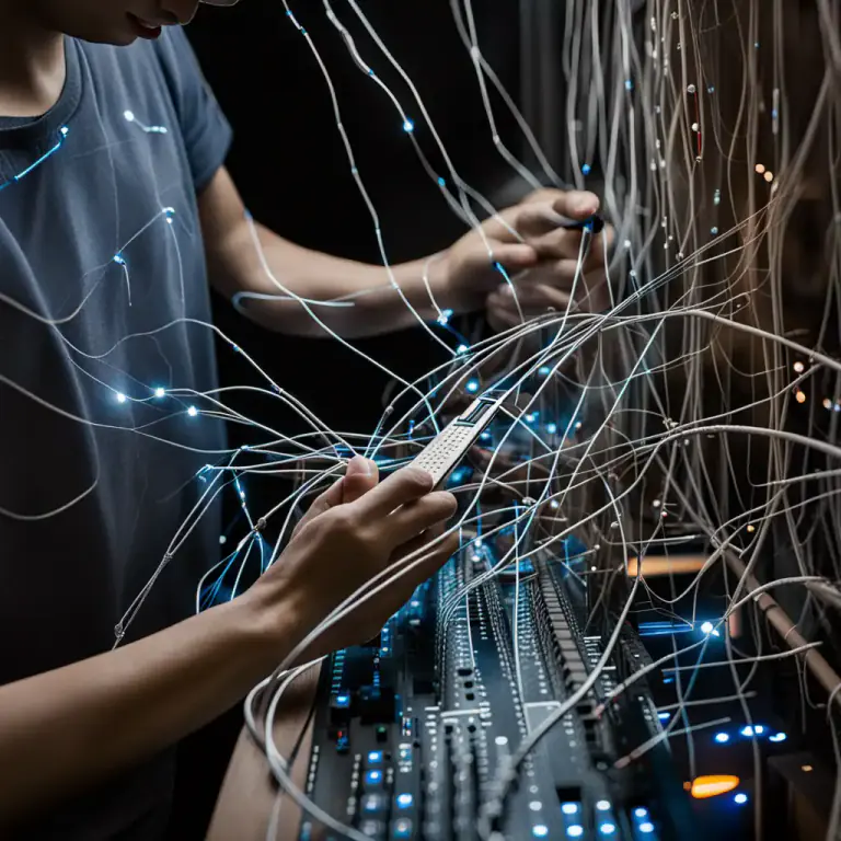 Visual representation of "wire" - To add wires to a device or structure for electricity or telecommunications