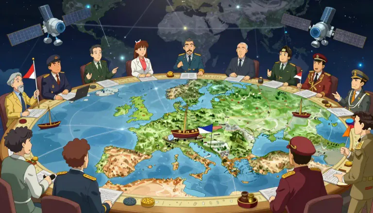 Visual representation of "geopolitics" - The study of the effects of geography (human and physical) on politics and international relations