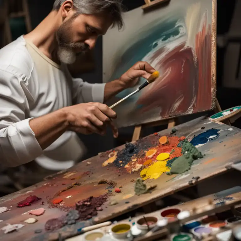 Visual representation of "medium" - The material or form used by an artist, composer, or writer