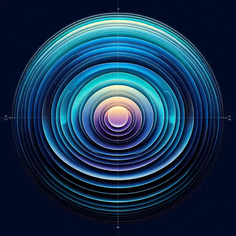 Visual representation of "concentric" - Having components or layers that share the same center.