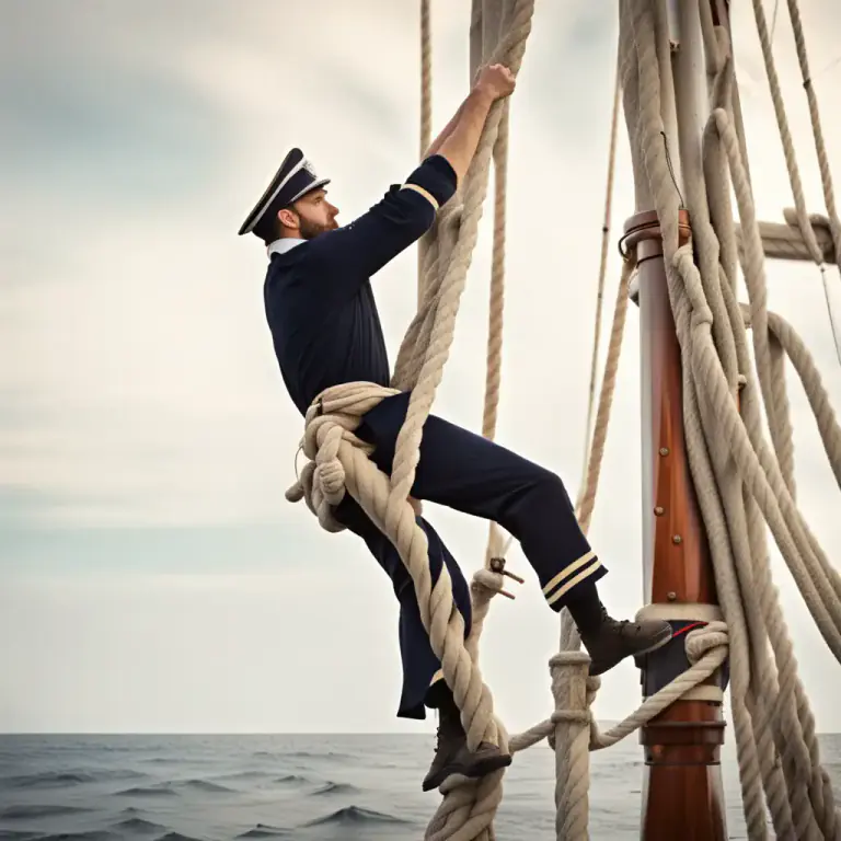 Visual representation of "spar" - A thick, strong pole used to support the sails on a ship