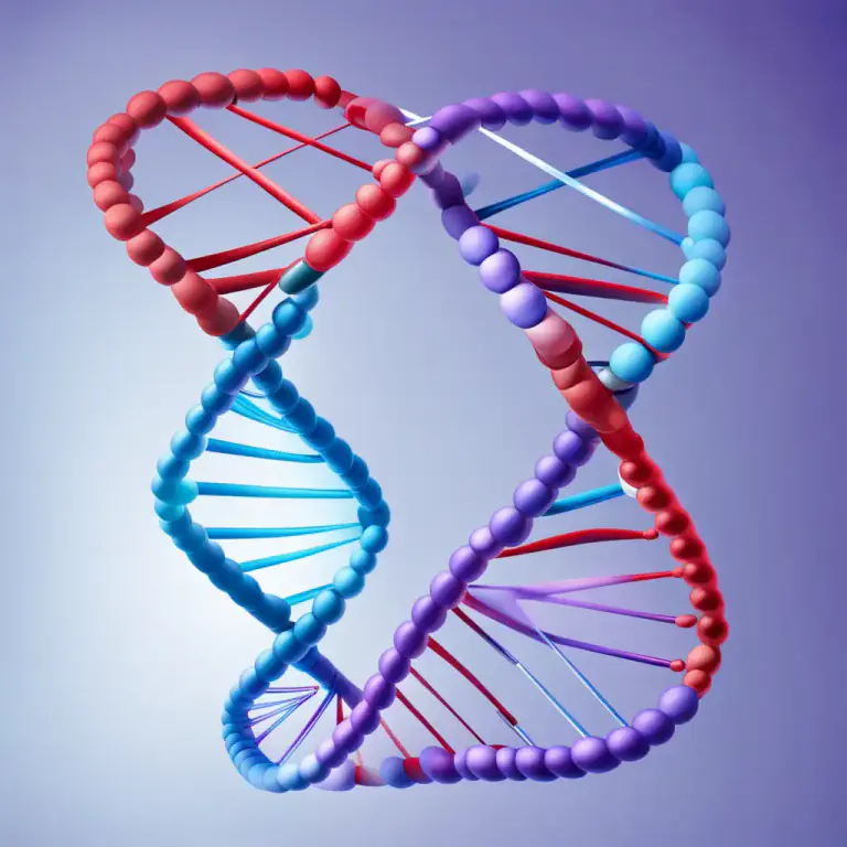 Visual representation of "hybridize" - In molecular biology, to connect two strands of DNA or RNA by base pairing