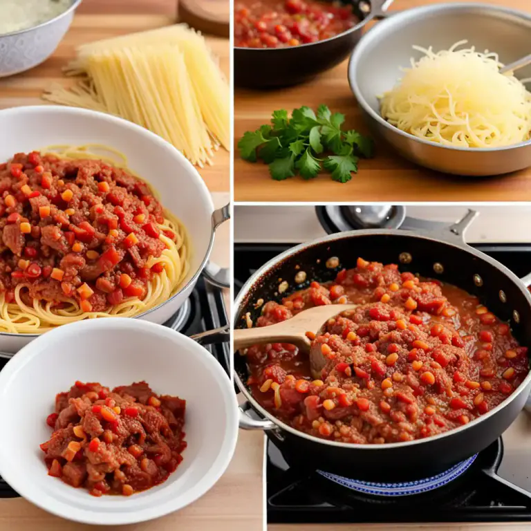Visual representation of "mincemeat" - Mincemeat can also refer to finely chopped meat that is cooked and used in dishes such as spaghetti bolognaise, lasagna, and shepherd's pie.