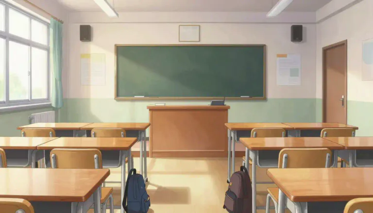 Visual representation of "classroom" - A room in a school where students learn.