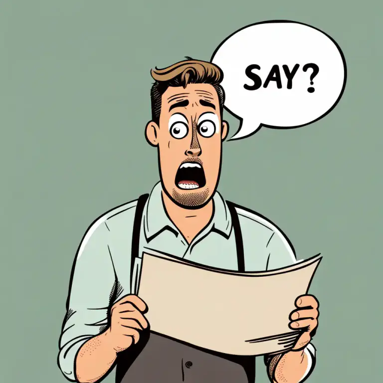 Visual representation of "say what?" - Used to express indignation or disbelief about something that has been said