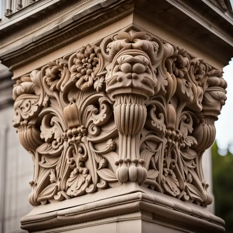 Visual representation of "capital" - The top part of a column or pillar in architecture