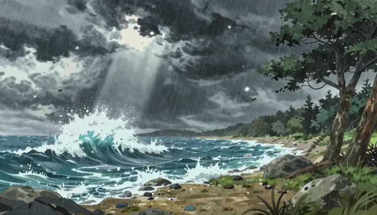 Visual representation of "squall" - A sudden, violent gust of wind, often accompanied by rain, snow, or sleet