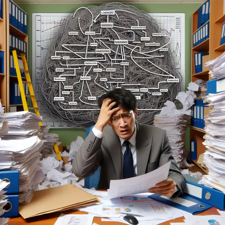 Visual representation of "unwieldy" - Difficult to use, control, or deal with because of being complex or unmanageable