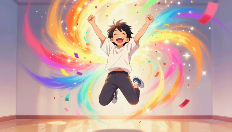 Visual representation of "elation" - A feeling of extreme happiness or excitement