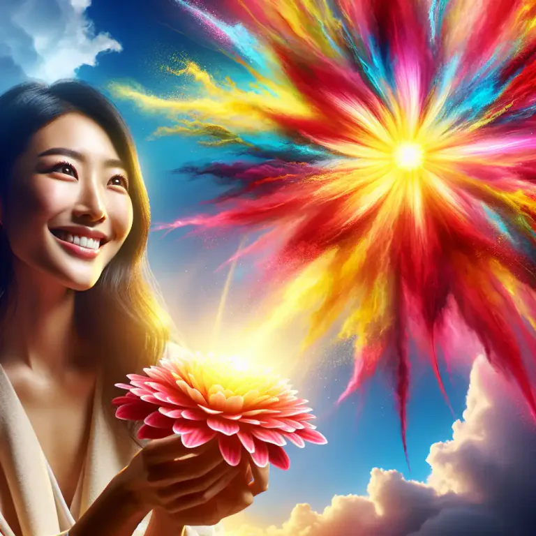 Visual representation of "roseate" - Optimistic or positive.