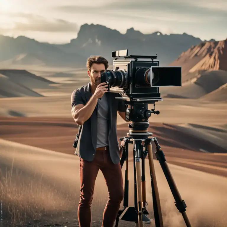 Visual representation of "cinematography" - The style or quality of movie camera shots made by a director or cinematographer.