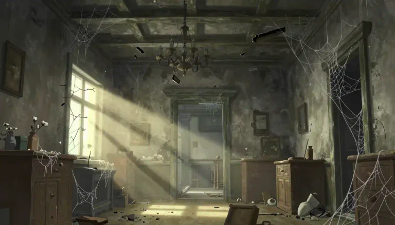 Visual representation of "cobwebbed" - Covered with or full of cobwebs