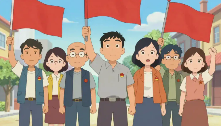 Visual representation of "communist" - A person who supports communist ideas or a member of a communist party.
