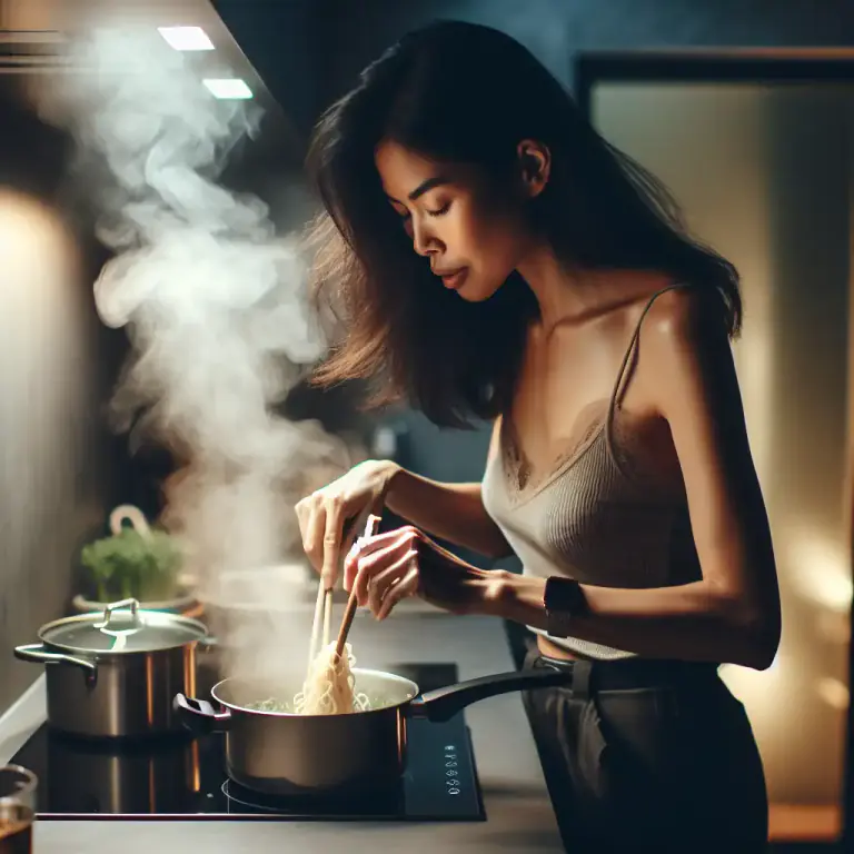 Visual representation of "ramen" - Instant noodles to be cooked quickly, especially popular as a fast food option.