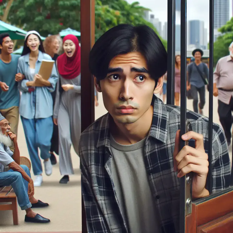Visual representation of "agoraphobic" - A person who has agoraphobia, a fear of open spaces or public places