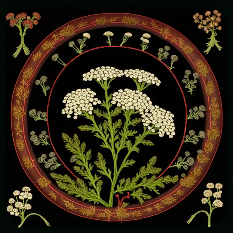 Visual representation of "yarrow" - In herbal medicine, yarrow is a plant that is used to treat various health conditions.