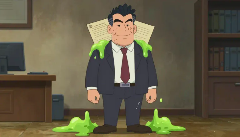 Visual representation of "slimeball" - A person who is considered morally reprehensible or unpleasant, often engaging in deceitful or unethical behavior.