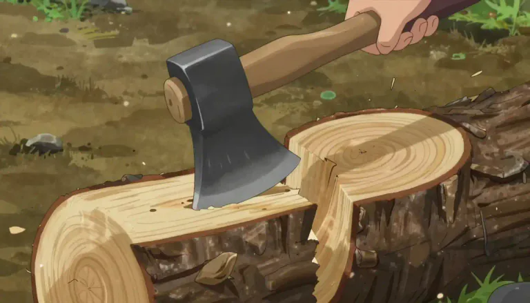 Visual representation of "cleave" - To split or divide something, especially along a natural line or flat surface
