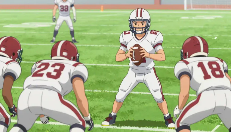 Visual representation of "quarterback" - In American football, a quarterback is a player who passes the ball and leads the offensive plays.