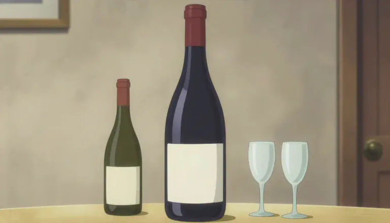 Visual representation of "jeroboam" - A large bottle of wine, usually holding 3 liters.