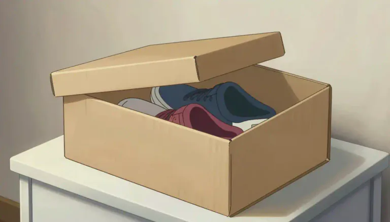 Visual representation of "shoebox" - A rectangular box that is used to store shoes
