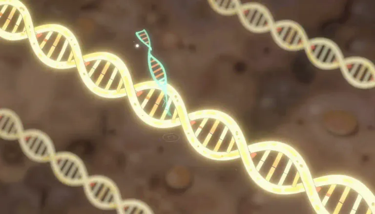 Visual representation of "transposon" - A transposon is a segment of DNA that can move around to different positions within a genome, potentially altering genetic characteristics.