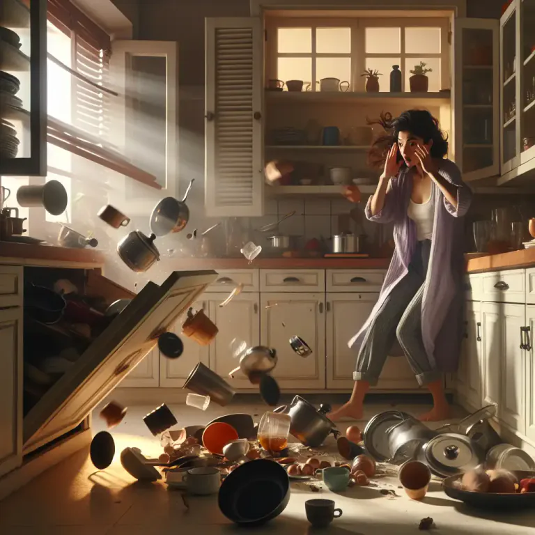 Visual representation of "clatter" - A continuous loud banging or rattling noise.