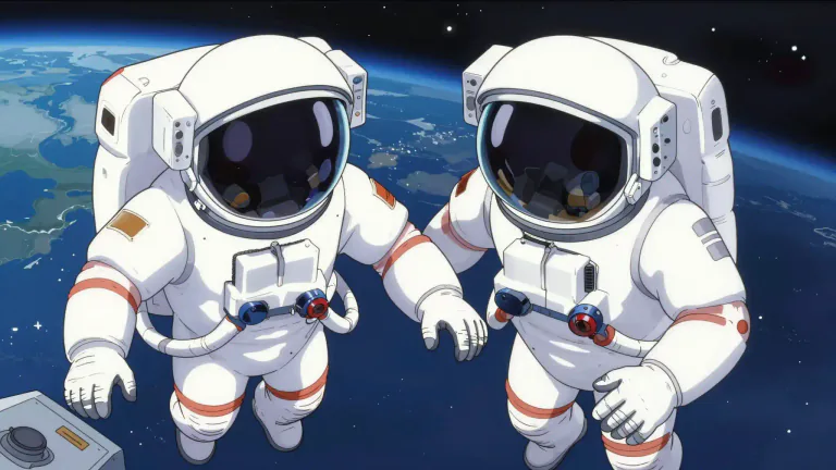 Visual representation of "cosmonaut" - A person who is trained to travel in a spacecraft.