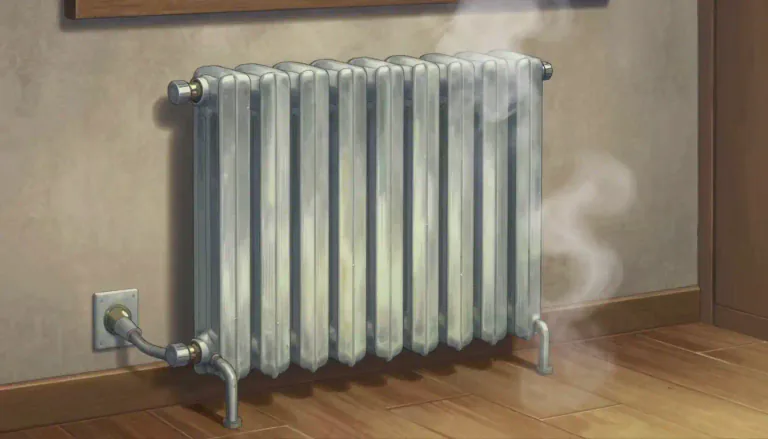 Visual representation of "radiator" - A device for heating a room. It uses hot water or steam to give out heat.