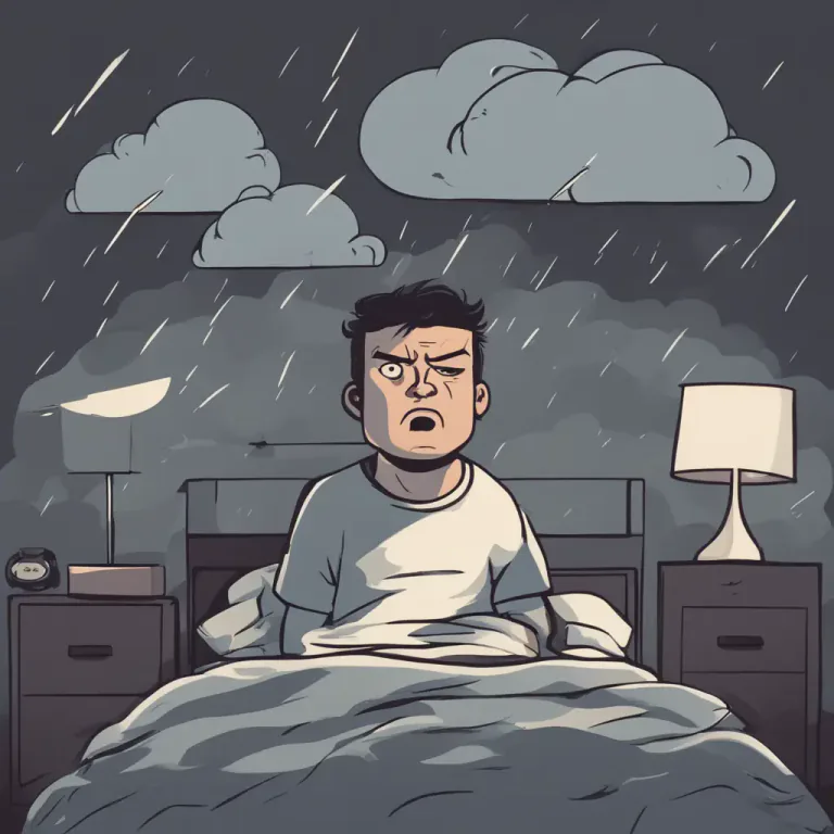 Visual representation of "get out of bed on the wrong side" - To be in a bad mood or grumpy, especially from the moment one wakes up.