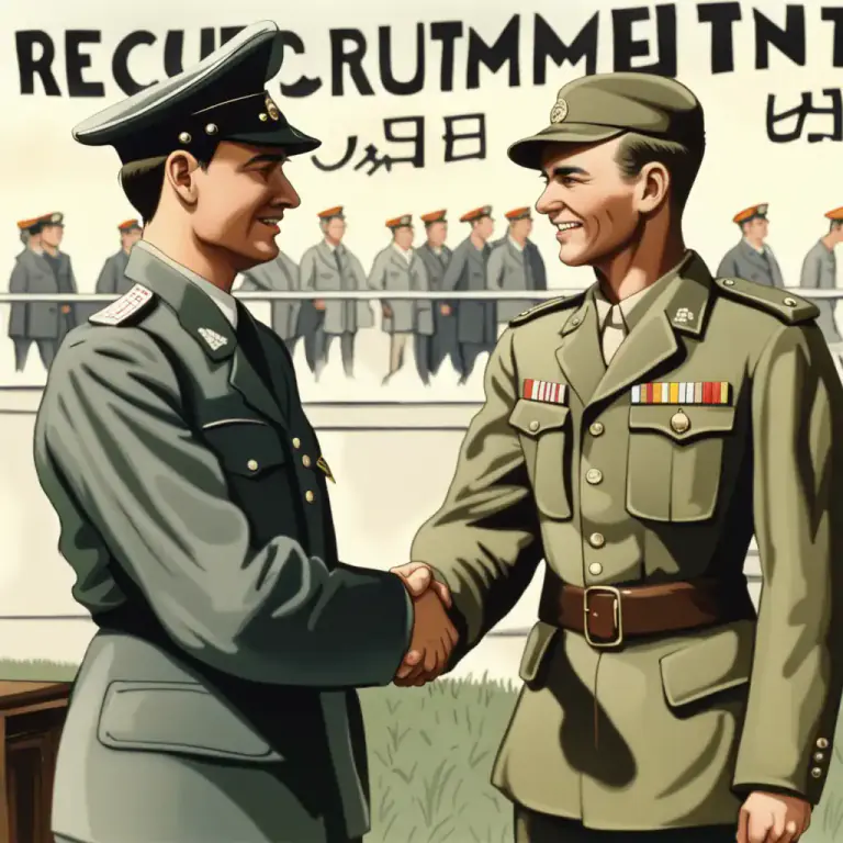 Visual representation of "join up" - To become a member of a group or organization, especially the military.