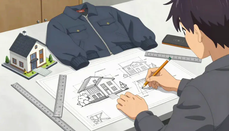 Visual representation of "design" - A plan or drawing produced to show the look and function of a building, garment, or other object before it is made