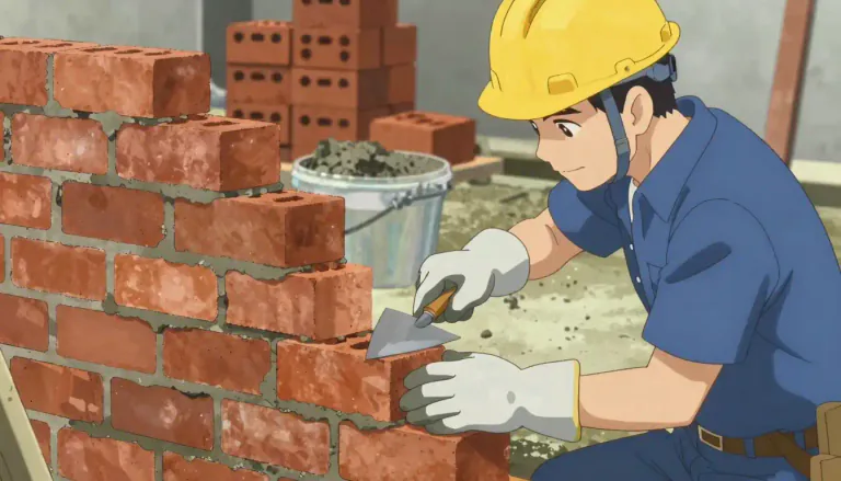 Visual representation of "bricklayer" - A person whose job is to build things with bricks