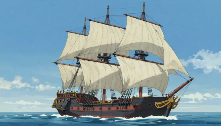 Visual representation of "brigantine" - A brigantine is a type of two-masted sailing ship that has a foremast and a larger mainmast, typically rigged with sails.
