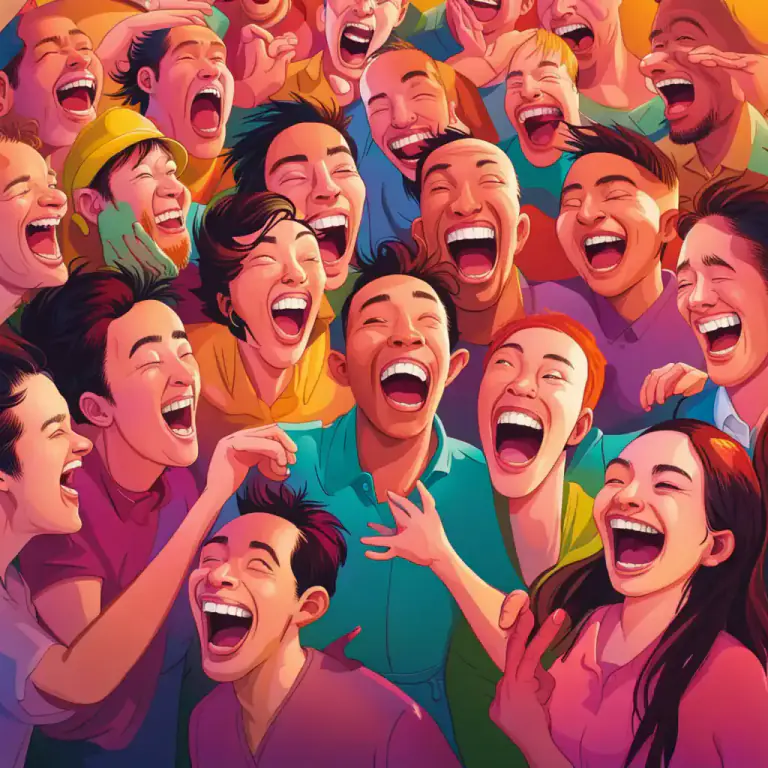 Visual representation of "laugh, scream, etc. your head off" - To laugh or scream extremely loudly or for a long time
