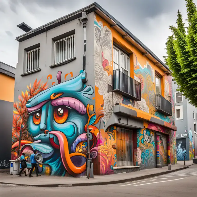 Visual representation of "burner" - Large piece of graffiti art, usually colourful and intricate