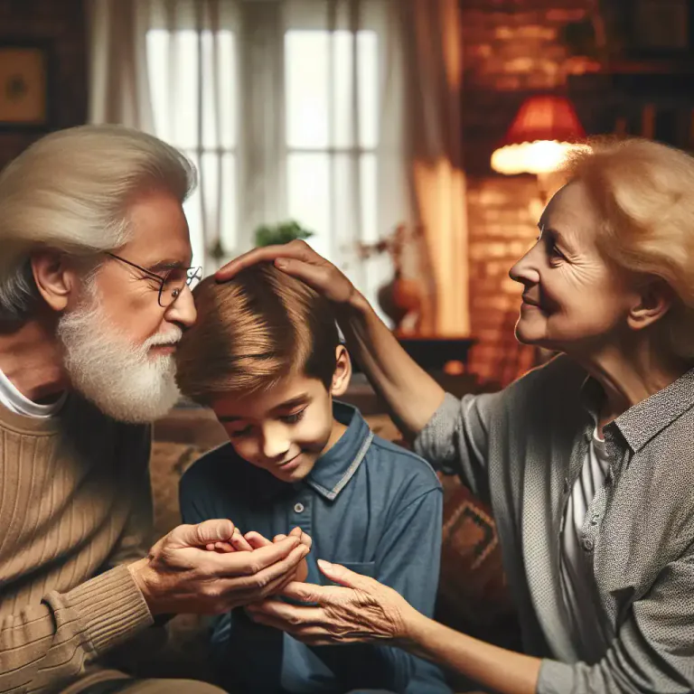 Visual representation of "piety" - The quality of being dutiful or showing respect and love towards one's parents or older people.