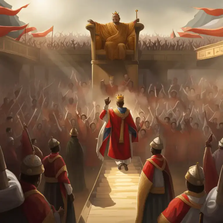 Visual representation of "restoration" - An instance of a monarch being returned to power after an interruption