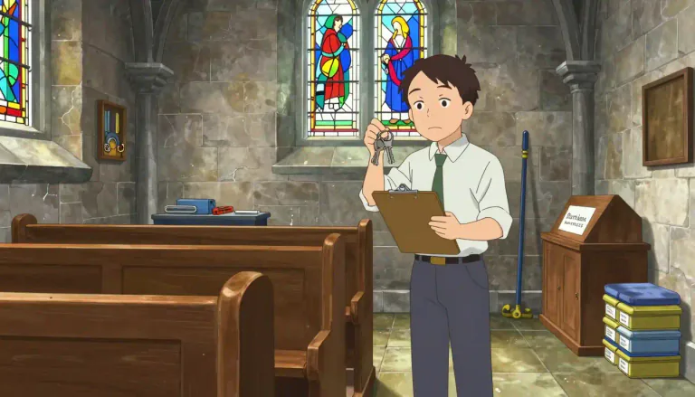 Visual representation of "churchwarden" - A member of a church elected to help with managing the church's resources.