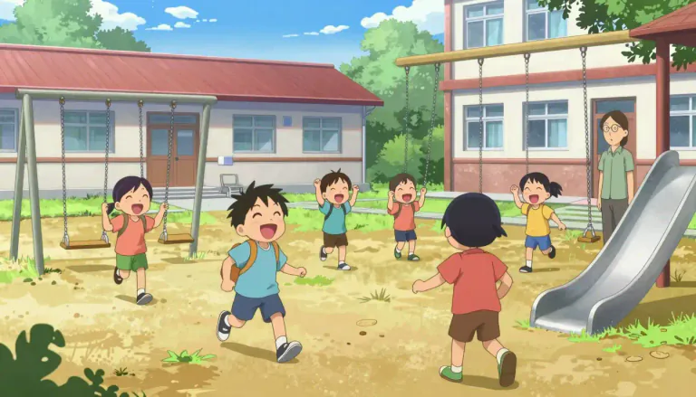 Visual representation of "recess" - A break time in between work or study