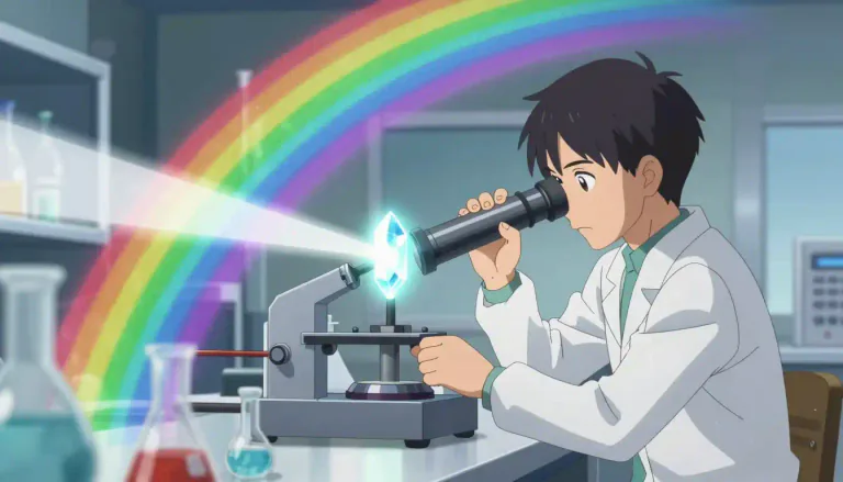 Visual representation of "spectroscopic" - Related to or using a spectroscope, an instrument that checks light from an object to study its properties, especially in science topics like physics and chemistry.