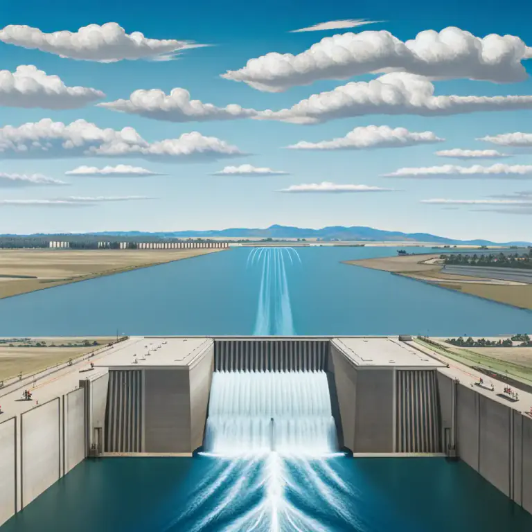 Visual representation of "impound" - To hold water in a reservoir