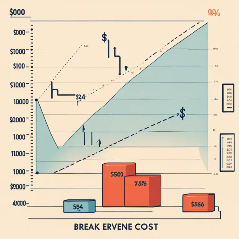 Visual representation of "break even" - In business, it is a point where total costs and total revenue are equal.