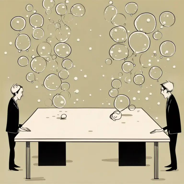 Visual representation of "meet somebody halfway" - To compromise with someone, especially when initially disagreeing