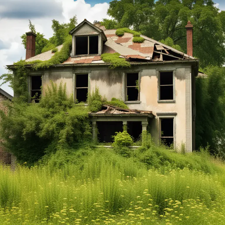 Visual representation of "go to rack and ruin" - To fall into a badly damaged or severely neglected state