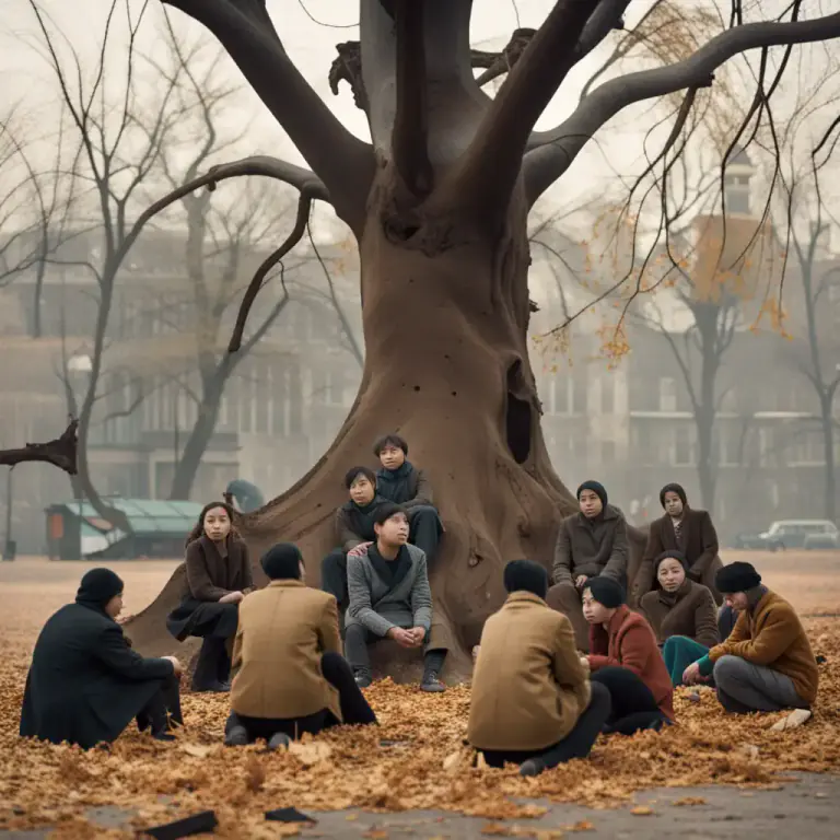Visual representation of "sit around" - To remain without action or progress
