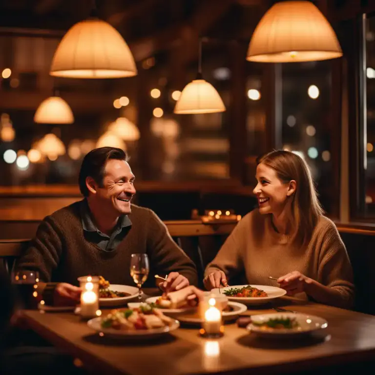 Visual representation of "eat out" - To have a meal in a restaurant instead of cooking at home.